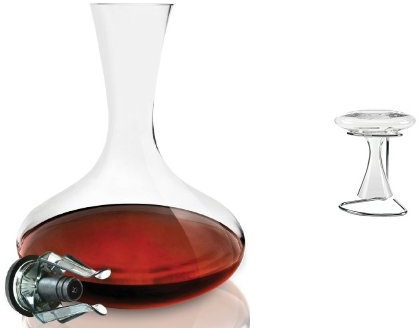 Le Creuset Wine Accessories Vitesse Wine Fountain + Leopold Vienna 190 x 160 x 200 mm Chromed/ Silicone De Luxe Powerpull Decanter Carafe Drying Stand, Silver