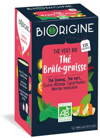 BiOrigine - Thé Brûle-graisse - Thé vert & Thé Oolong- Ingrédients d'origine naturelle - 20 sachets