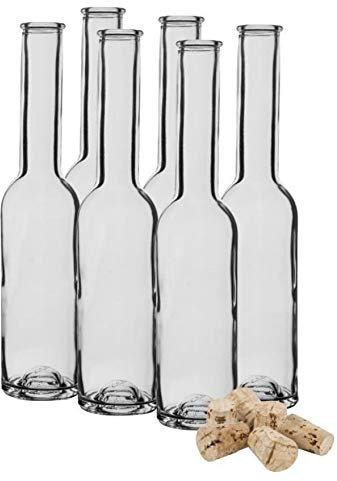 DIAH DO IT AT HOME Set of 6 Empty Glass Bottles 200ml with Matching Airtight Corks Home Made Oil, Wine, Beverages, Kombucha Vinegar and Water