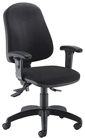 Office Hippo Office Chair With Height Adjustable Arms, Computer Desk Chair with Curved Back, Swivel Chair with Adjustable Backrest, Home Office Chair with Wheels, Holds Up to 115kg, 2 Year Wty - Black