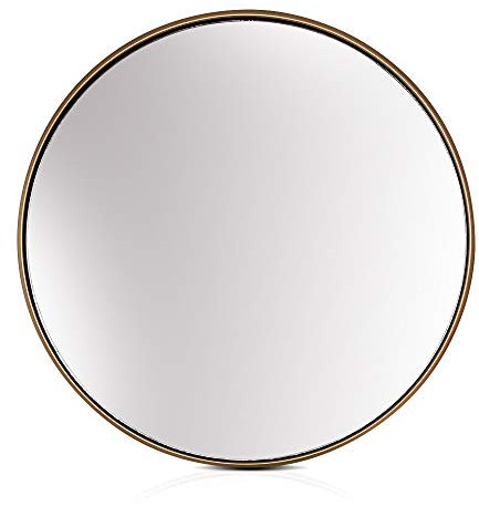Elegance by Casa Chic - Grand Miroir Mural en métal - 58,5 cm Rond - Métal galvanisé - Or