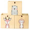 2friends 3 Kinder Aufbewahrungsboxen mit Schlaufe zum Herausziehen, 3er Set Kallax Boxen mit 3 Motiven, 33x33x33 cm, stabil und abwaschbar, beige