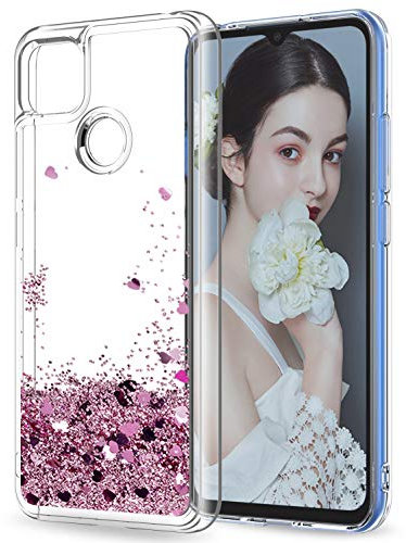 LeYi Schutzhülle für Xiaomi Redmi 9C/9C NFC, Mädchen, personalisierbar, Flüssigkeit, Pailletten, transparent, 3D, Silikongel, TPU, stoßfest, Kawaii, Schutzhülle für Xiaomi Redmi 9C, Roségold