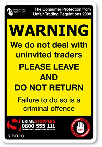 stika.co No Cold Calling Warning Sticker - Trading Standards Approved Self-Adhesive Sign for Doors & Windows, Static Cling Vinyl, Durable & Easy to Apply