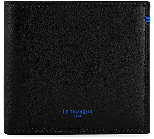Le Tanneur, Porte-Cartes, en Cuir Lisse, Homme, 3 Poches Plates, 2 Poches Billets, 7 Compartiments Cartes, Doublure Textile, Accessoire Finition Argent