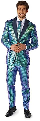 OppoSuits Fun Ugly Christmas Suits for Men - Full Suit: Jacket, Pants & Tie, Fancy Fish, 48