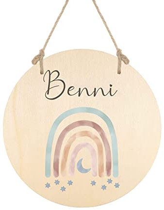 Manufaktur Liebevoll personalisiertes Namensschild aus Holz (Motiv Benni)