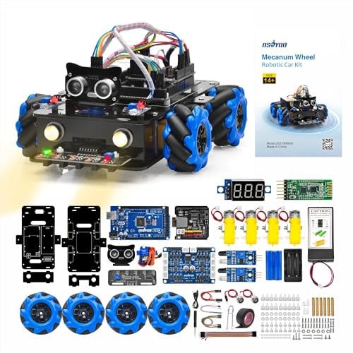 OSOYOO Roboter Bausatz Erwachsene - Omnidirektionales Mecanum Rad Roboterauto Kit für Arduino STEM-Fernbedienung, pädagogische mechanische DIY-Codierung für Jugendliche und Erwachsene