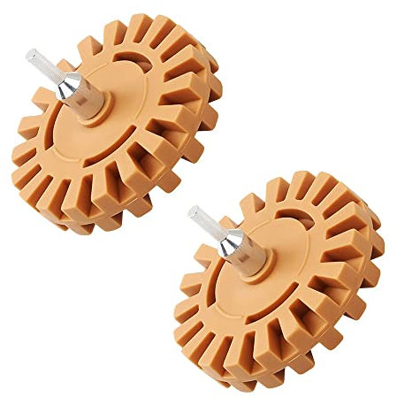 Swetup Folienradierer, 2 Stück Felgen Radierer, Radierscheibe 20mm, Radierer Bohrmaschine Akkuschrauber, Radiergummi mit Adapter zum Entfernen von Folien und Kleberesten am Fahrzeug, Auto Motorrad