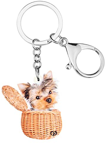 WEVENI Acrylic Yorkshire Terrier Teddy Key Chains Yorkie Keyring Women Girl Handbag Charms Jewelry Keychain (Brown)