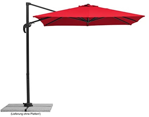 Schneider Sonnenschirm Rhodos Junior, rot, 230 x 230 cm quadratisch, 759-77, Gestell Alu/Stahl, Bespannung Polyester, 17 kg