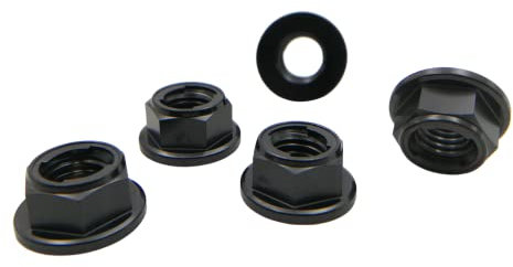 RISON Titanium Mutter Titan Flansch Vollmetall Kontermutter M5x0.8mm Titan Kettenradmutter GR5 Sicherungsmutter Schwarz 6AL4V Titanflansch-Sicherungsmutter 5 Stück