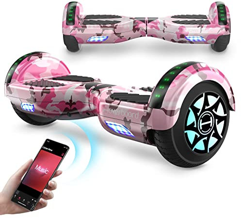 Hoverboards für Kinder, 6,5 Zoll Hoverboard mit Sitz, Self-Balancing Scooter mit Bluetooth-Lautsprecher und LED-Licht, 350W Dual Motor, 4Ah Batterie, Geschenkauswahl für Kinder und Jugendliche