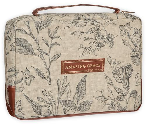 Christian Art Gifts Amazing Grace - Custodia in pelle vegana per la Bibbia da donna: Amazing Grace - Scrittura ispiratrice 2 Cor. 12, robusta custodia protettiva per libri, accessorio per il