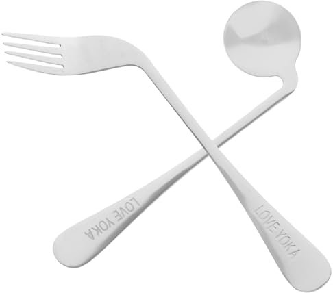 DOITOOL Besteck für Behinderte Hilfsmittel für Behinderte - Edelstahl Gabels Und LöFfel FüR ÄLtere Menschen, Arthrose, Parkinsone - Leicht, Rostfrei, Bequem FüR Zuhause (Rechte Hand, 2 StüCk)