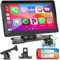 【Reversing Camera】Portable Wireless Apple Carplay Android Auto Screen, 7'' Carplay Display Sat Navi Touch Screen for Car Fits Apple&Android, Car Stereo with Bluetooth 5.1 GPS Airplay FM Mirror Link