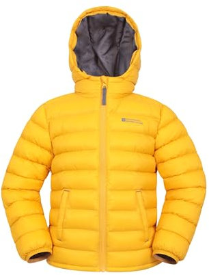 Mountain Warehouse Seasons Steppjacke für Kinder - Ultraleichte, warme, wasserdichte Steppjacke. Jungen & Mädchen Winterjacke mit Kapuze & Reißverschluss Senf Kinder 140 DE (9-10 Jahre)