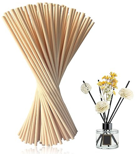 halercay 100 Stück Raumduft Stäbchen,Stäbchen raumduft für Büro Zuhause Spa,für Deko,Raumerfrischung,Raumduft,Badezimmer,Wohnzimmer,Büro,Aroma Diffuser stäbchen (Natur)