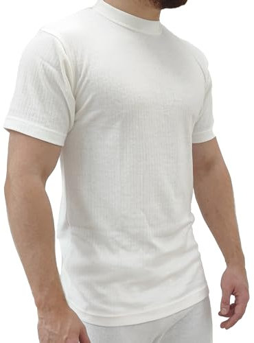 SITE KING Mens Thermal Work Base Layer Short Sleeve T Shirt - Work & Leisure Warm Thermal T Shirts White