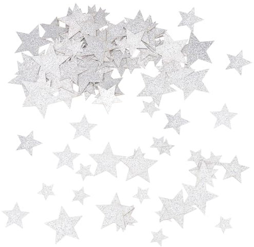 ENLACE Silber Sterne Konfetti Weihnachten Streudeko 3 Größen,Sterne Tischdeko Geburtstag,100 Stück Glitzersterne Streudeko Hochzeit,4cm Sterne Tischdeko Weihnachten für Geburtstag, Hochzeit, Silvester