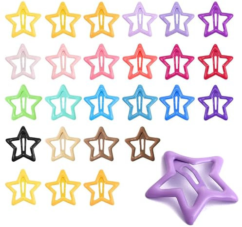 Fermagli per capelli a forma di stella, 50 pezzi, in metallo, piccoli, colorati, a forma di stella, accessori per ragazze e donne