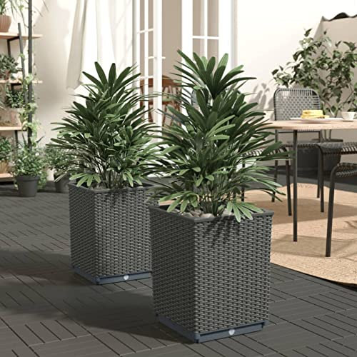 ARKEM Jardineras 2 uds Polipropileno Negro 30x30x37 cm Macetas Grandes Jardineras Exterior