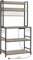 VASAGLE Kitchen Storage Rack with Power Outlet, Coffee Bar, Baker's Rack, with Metal Wire Panel, 14 Hooks, for Microwave, Steel Frame, 40 x 80 x 170 cm, Greige and Ink Black KKS025K02