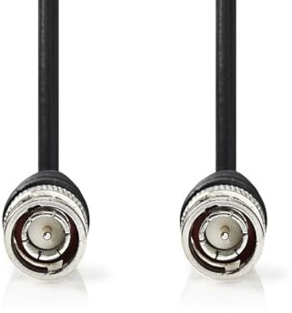 NEDIS Cable de vídeo BNC - Conectores BNC - Conectores BNC - Niquelado - 75 Ohm - 5.00 m - Redondo - PVC - Negro - Etiqueta