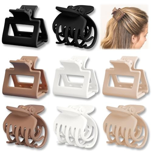 Paquete de 8 pinzas de doble fila para el cabello - Pinzas de pelo pequeñas de 3,9 cm - Pinzas mate antideslizantes - Accesorios para mujeres y niñas