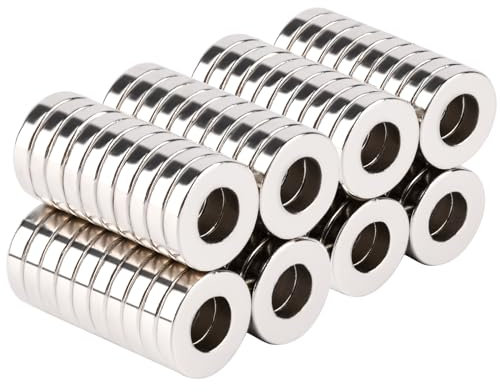 MIN CI Ringmagnete Neodym Magnet Extra Stark, 5x2mm Magnet Mit Loch 10mm Rund Ring Klein Magnet Flach Magnetring Magnete Stark 80Stück
