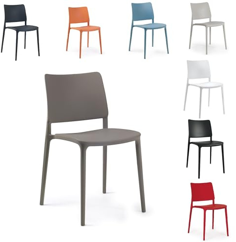 PAPATYA 1er Set Besucherstuhl - Gastro Stuhl für Café Restaurant Bistro Bar - Essstühle Küchenstühle Gartenstühle - Stapelstuhl aus Kunststoff wetterfest - belastbar bis 200 kg - Joy S, Grau-braun