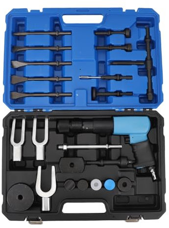 BOROCO 24 Pcs Long Barrel Air Hammer Kit, Multifunctional Pneumatic Split Forks Remover Flat Chisel Auto Repair Tools