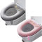 2 Stück weiche WC-Sitzbezüge mit Griff, Toilettendeckelbezug, Kissen, weich, dicker, waschbar, passend für alle ovalen WC-Sitze (grau + rosa, Reißverschluss)