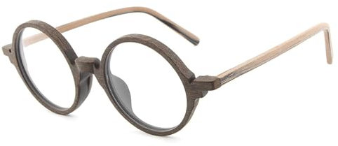 WxuuLTGJR Runde Brillengestell Holz Herren Brillengestelle mit Linsen Brillengestelle Retro Damen Brillengestelle Optische Brillengestelle