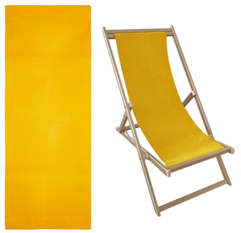 Hobbspring Telas de Repuesto para Silla de Playa, 115 x 43 cm, Lona Amarilla, sillas Plegables de Tela para Exteriores, Silla de Playa, jardín, Patio