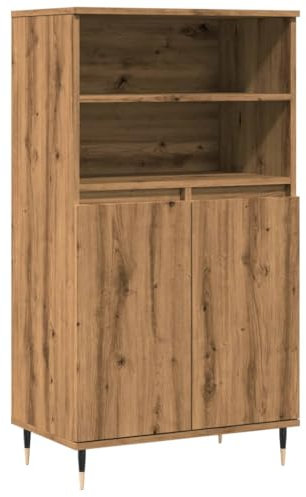 vidaXL Sideboard Eiche Handwerk 60 x 36 x 110 cm aus mehrschichtigem Holz, Anrichte aus Holz, hohes Sideboard, Aufbewahrungsschrank, Aufbewahrungsschrank