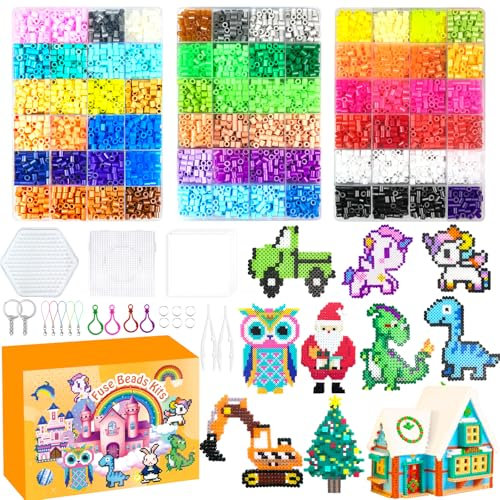 Perles à Repasser De 5mm, 72 Couleurs avec 3 Boîte de Rangement, Plaque Perle Papier à Repasser, Accessoires, Décoration DIY de Bijoux, Cadeau Anniversaire Noël pour Garçon Filles