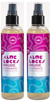 Aloé Locks | Brume Hydratante | Apaise les démangeaisons du cuir chevelu | Stimule la croissance | Pour locks & coiffures protectrices | 94% d'ingrédients naturels | Fabriqué en France | Lot de 2x250