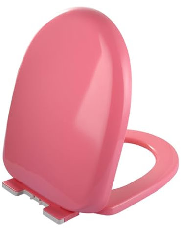 Pink Soft Close Toilet Seat with Quick Release Hinge Universal Fit for All Standard Size Toilets U Shaped Oval Design with Quiet Cushioning Easy to Install and Clean