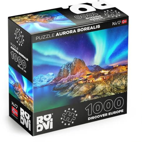Roovi Puzzle Discover Europe - Aurora Borealis, Norway 1000 Pieces