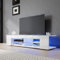 SIRHONA Meuble TV Blanc, Meuble Tele avec LED, Éclairage LED RGB avec Couleur réglable, avec Étagères Ouvertes en Verre, 135x39x30cm, Convient pour Salon ou Chambre