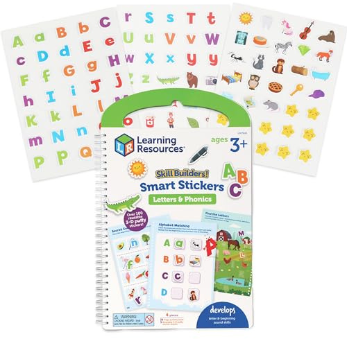 Learning Resources Skill Builders Smart Stickers Letters & Phonics, Alphabet Stickers, Reusable Sticker Book, Preschool Classroom Must Haves, Montessori busy books, Homeschool Learning, Ages 3+