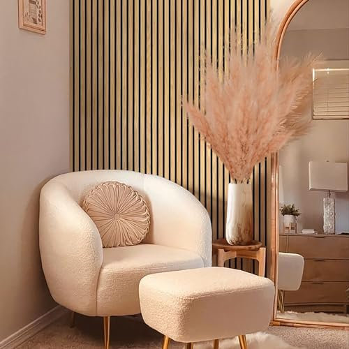 Jobu | Acoustic Wood Veneer Slatted Panels for Wall Decor | 240cm (L) x 60cm (W) x 2.1cm (D) (Natural Oak, 3 Pack)
