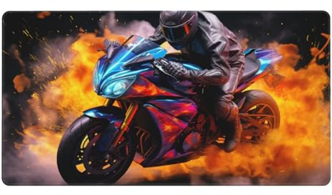 Tapis de Souris Gamer XXL, Moto Cool 1200x400 mm Tapis Souris Gaming Grand, Mouse Pad Base Antidérapante Tapis de Souris à Bords Cousus, Améliore la précision et la Vitesse, pour Maison/Bureau L-3824