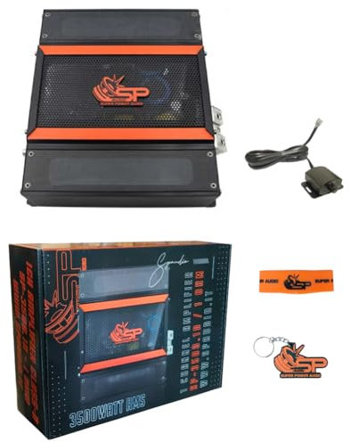 KIT SET PER SP AUDIO SP-3500.1D 1 amplificatore monofonico, 1 canale da 3500 watt rms a 1 ohm, classe d, bass boost 0-12 db, per auto, 1 pezzo + controllo remoto e accessori omaggio