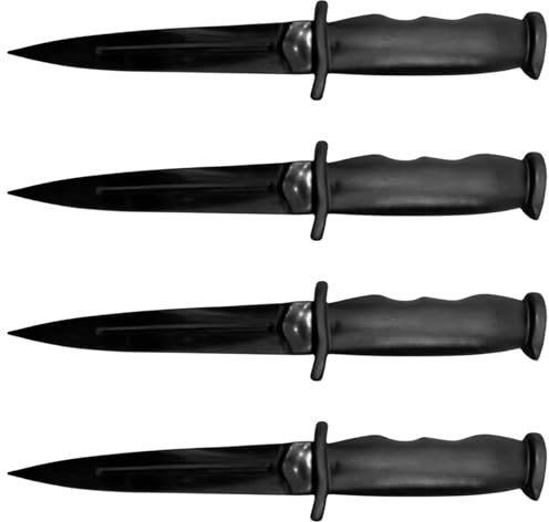 WEGREAT 4 Stück Rubber Training Knife: Fake Messer für Kampfkunst Training, Kampfsport Gummi Trainingsmesser, Trainingswaffen Gefälschte Gummimesser, Scream Messer Schwarz