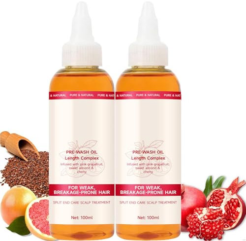 Pre Wash Hair Oil,Haarpflegeöl,Natürliches Haaröl für Trockenes Haar,Hitzeschutz und Anti-Frizz,Pflegend und Nährend für Mehr Glanz,Natürliches,Mandelöl als Haarmaske und Haarkur (100ml, 2pc)