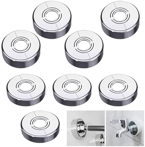 Yicoovey Rohr-Abdeckungsset, 8-teilig verstellbar, Chrom-ABS, für 32.5/25.5/20.5mm Rohrdurchmesser