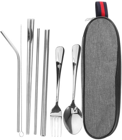 Luxshiny 1 Set Portable Stainless Steel Utensils Set Complete Tableware Kit for Outdoor Camping Picnics Hiking and Family Gatherings Design Small Set