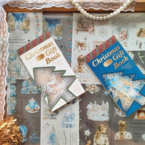 Arpaper 36 Blätte Scrapbook Zubehör,Christmas Scrapbooking Stickers Weihnachten Sticker für Bullet Journal,Fotoalbum,Notebook,DIY Journaling,Painting(Christmas Snow Night)